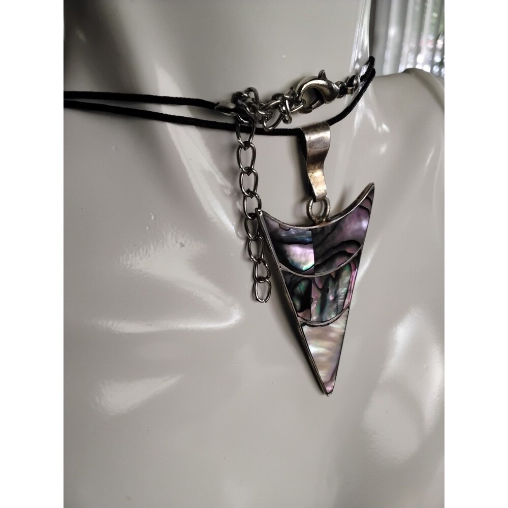 Vintage Abalone Inlay Arrowhead Sterling Pendant Makers Mark AI CAC
